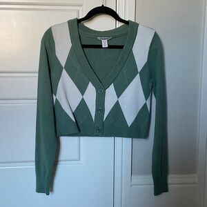 RSQ Green and White Argyle Sweater